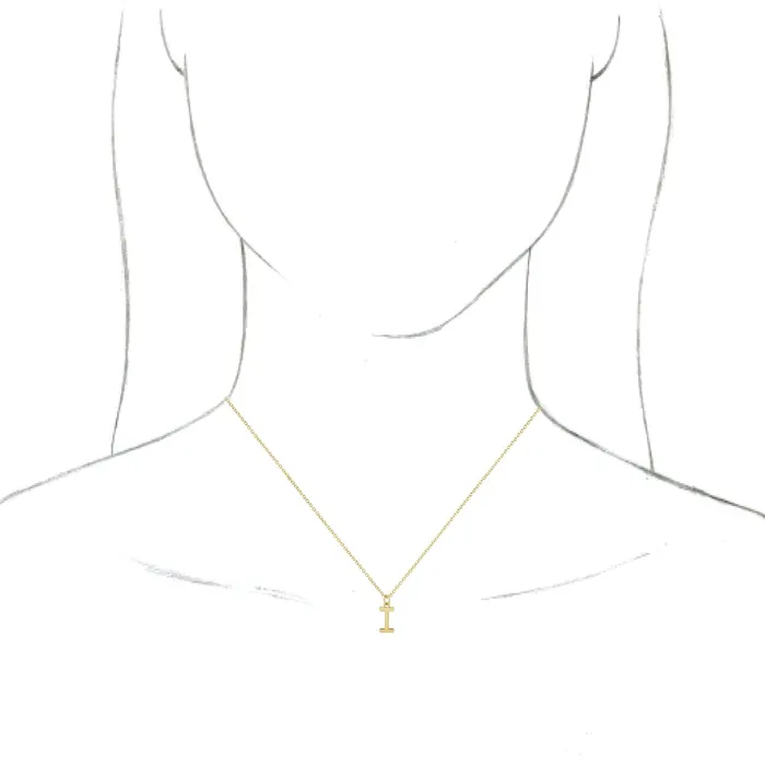 TreasureFineJewelers Necklaces 14K Yellow Gold Initial I Dangle 18 Necklace
