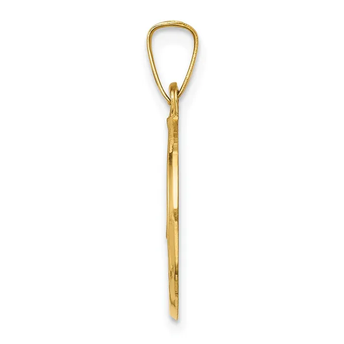 TreasureFineJewelers Necklaces 14k Yellow Gold Polished and Satin Caridad del Cobre Medal Hollow Pendant