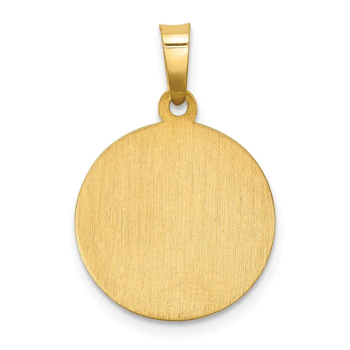 TreasureFineJewelers Necklaces 14k Yellow Gold Polished and Satin Caridad del Cobre Medal Hollow Pendant
