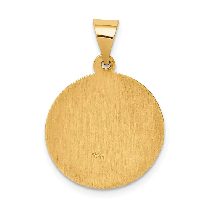 TreasureFineJewelers Necklaces 14k Yellow Gold Polished and Satin St Raphael Medal Hollow Pendant