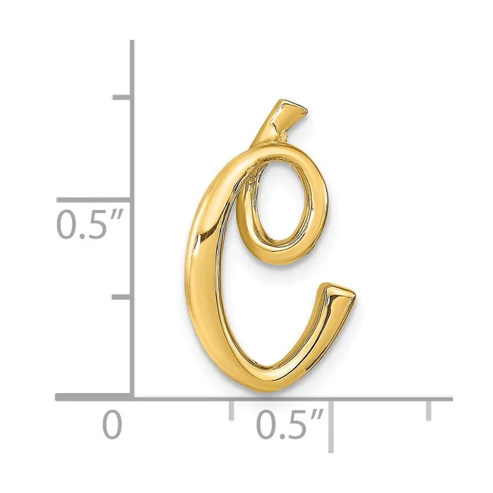 TreasureFineJewelers Necklaces 14k Yellow Gold Polished Letter C Initial Slide