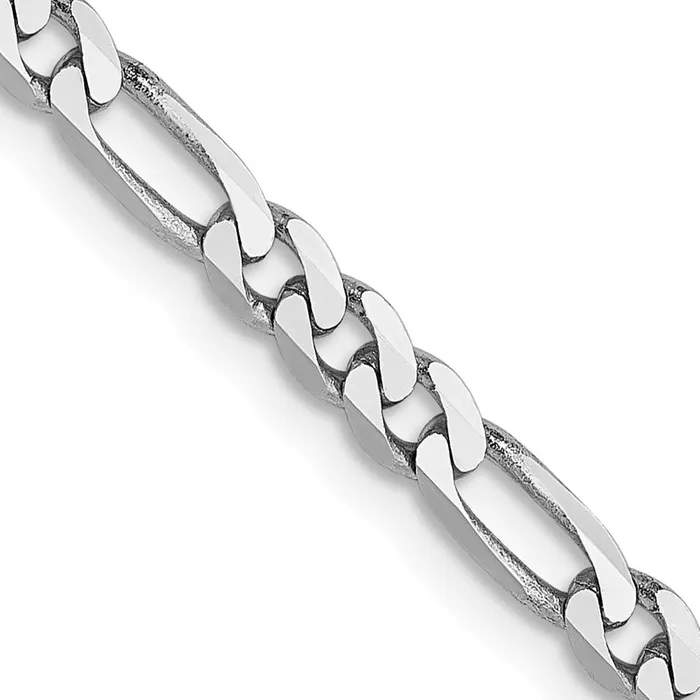TreasureFineJewelers Necklaces Leslies 14K White Gold 3mm Flat Figaro Chain TreasureFineJewelers Necklaces Leslies 14K White Gold 3mm Flat Figaro Chain