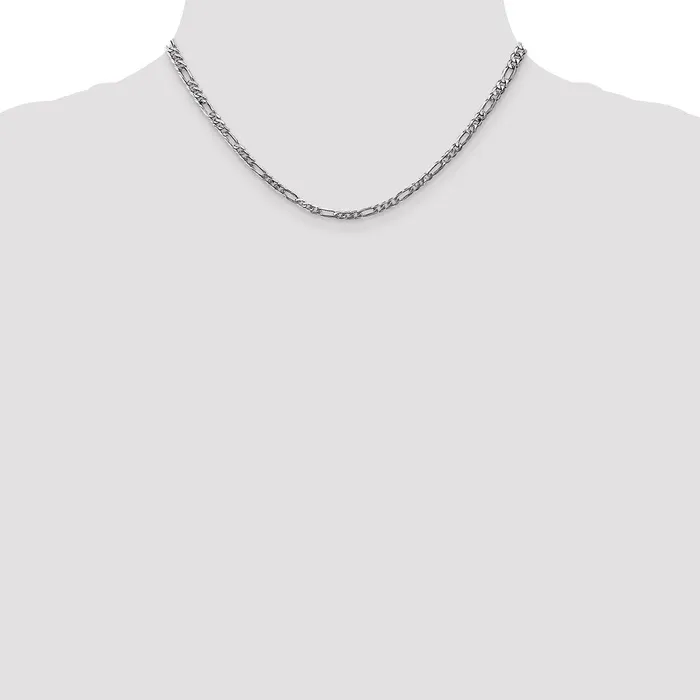 TreasureFineJewelers Necklaces Leslies 14K White Gold 3mm Flat Figaro Chain