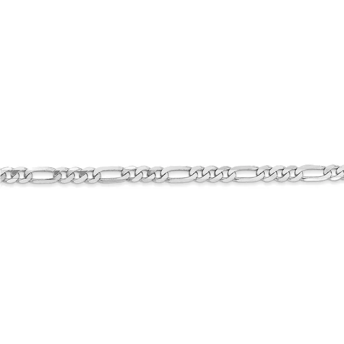 TreasureFineJewelers Necklaces Leslies 14K White Gold 3mm Flat Figaro Chain