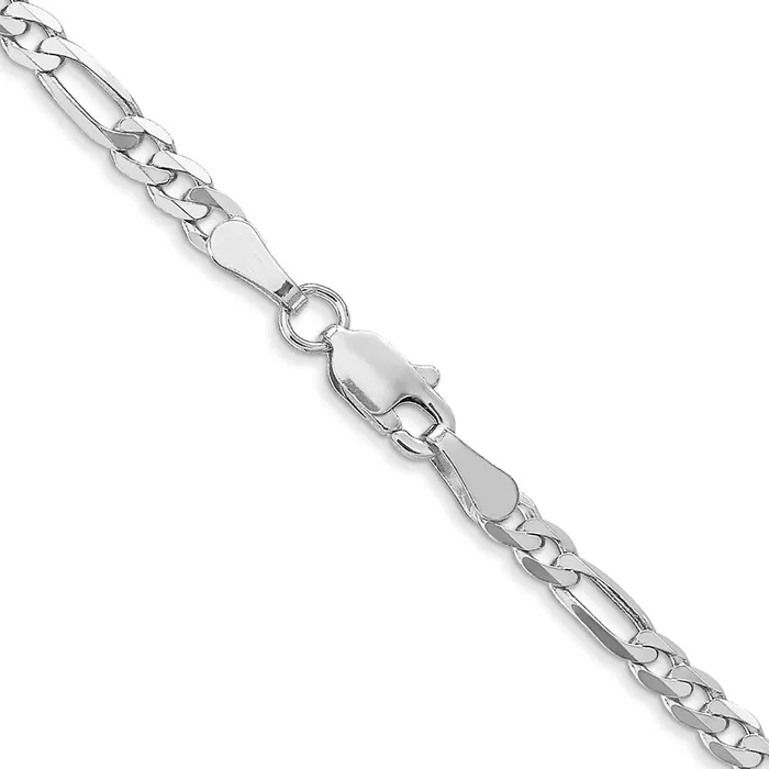 TreasureFineJewelers Necklaces Leslies 14K White Gold 3mm Flat Figaro Chain