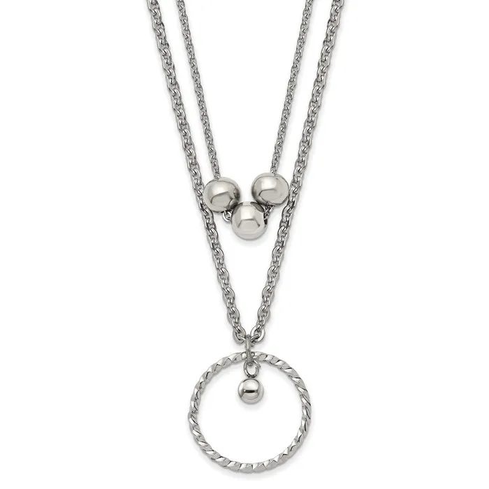 TreasureFineJewelers Necklaces Stainless Steel Polished 2 Strand 165in w175in ext Necklace