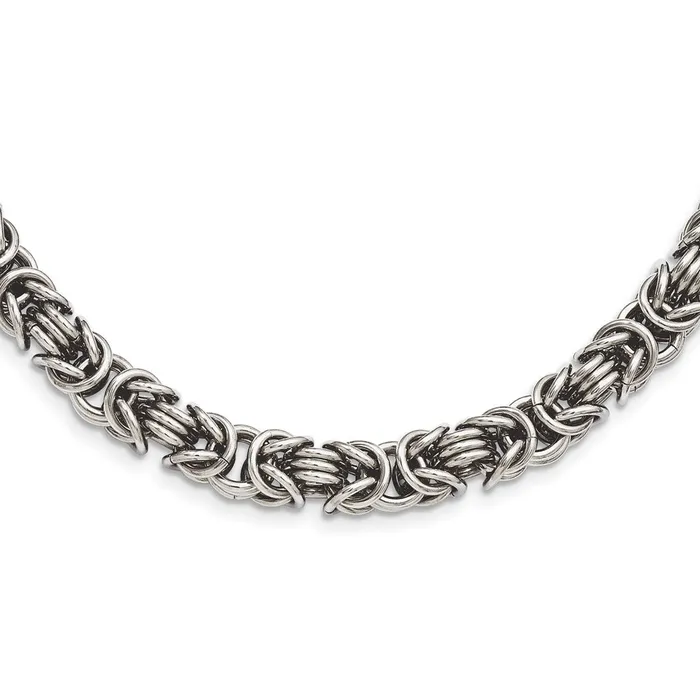 TreasureFineJewelers Necklaces Stainless Steel Polished Fancy Link 22in Necklace