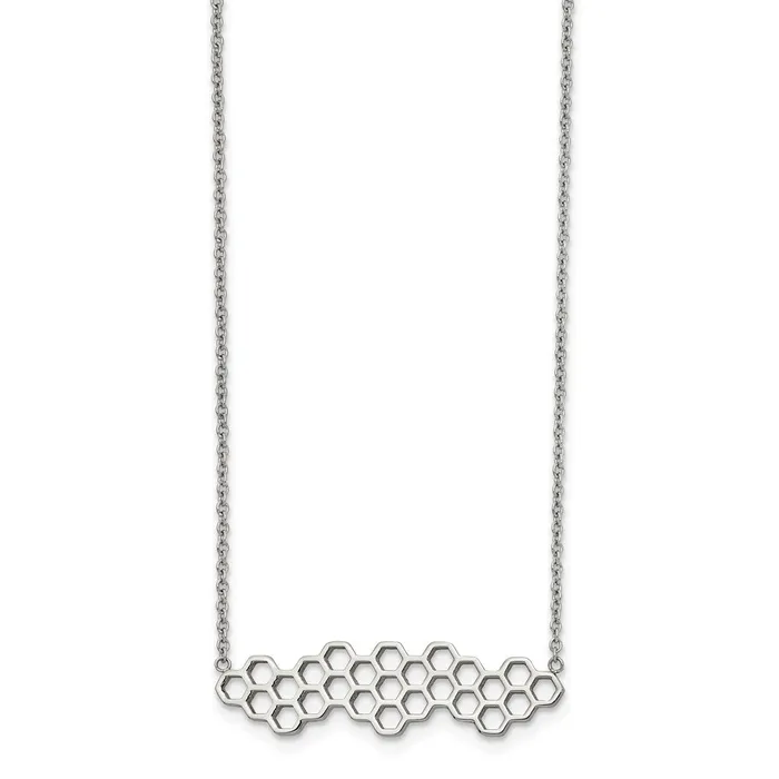 TreasureFineJewelers Necklaces Stainless Steel Polished Honeycomb 1775in with 125in ext Necklace