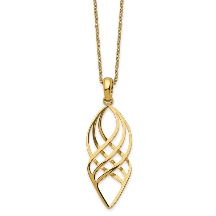 TreasureFineJewelers Necklaces Stainless Steel Polished Yellow IPplated 20in w2in ext Necklace