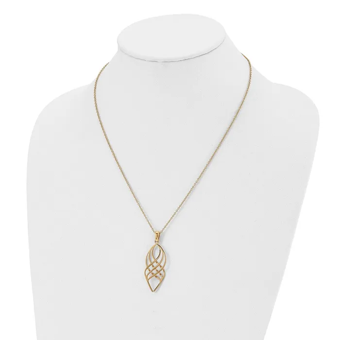 TreasureFineJewelers Necklaces Stainless Steel Polished Yellow IPplated 20in w2in ext Necklace