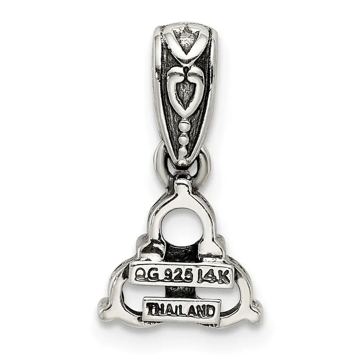 TreasureFineJewelers Necklaces Sterling Silver 14k Threestone and Diamond Mothers Pendant