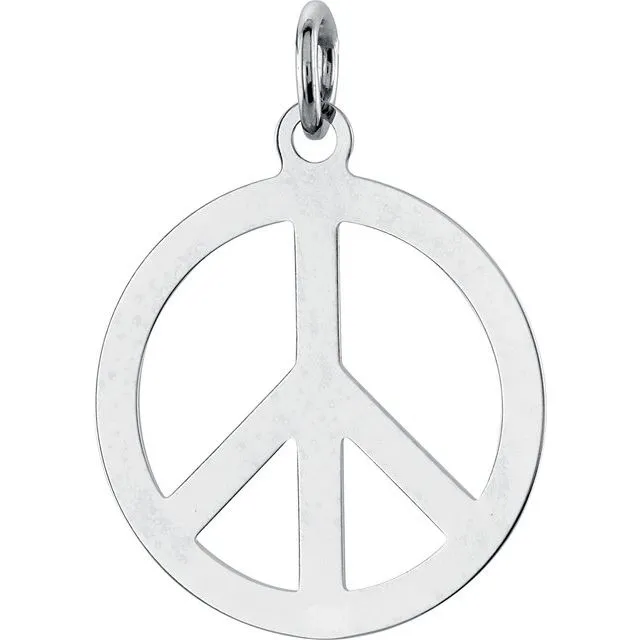 TreasureFineJewelers Necklaces Sterling Silver 21 mm Peace Sign Pendant