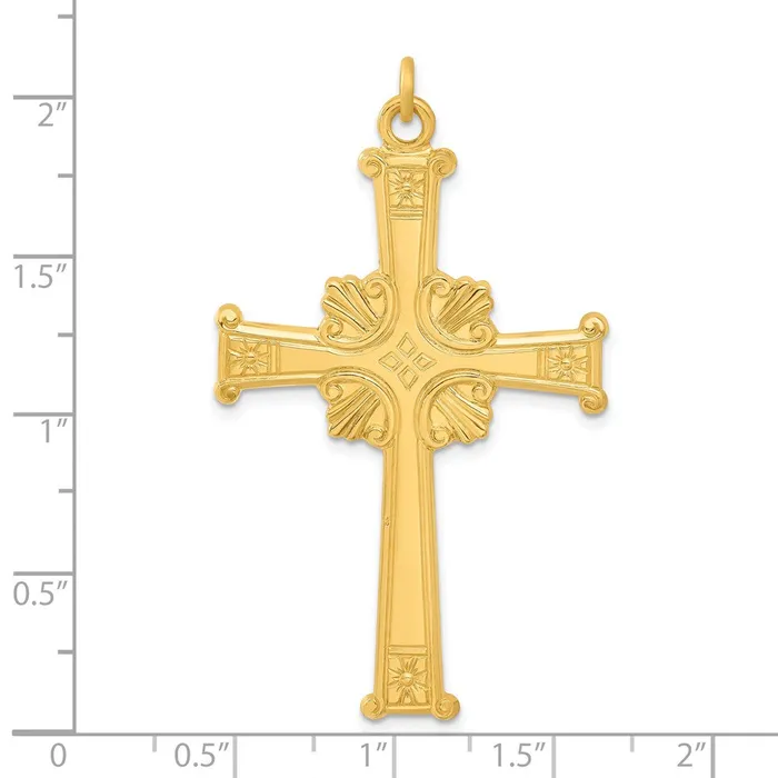 TreasureFineJewelers Necklaces Sterling Silver 24k Goldplated Cross Pendant