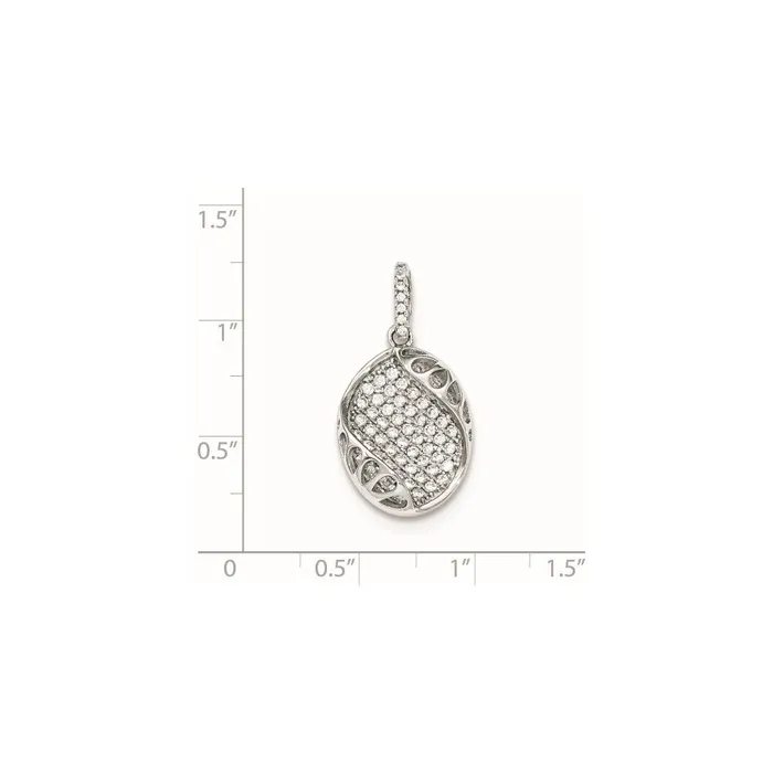 TreasureFineJewelers Necklaces Sterling Silver CZ Pendant