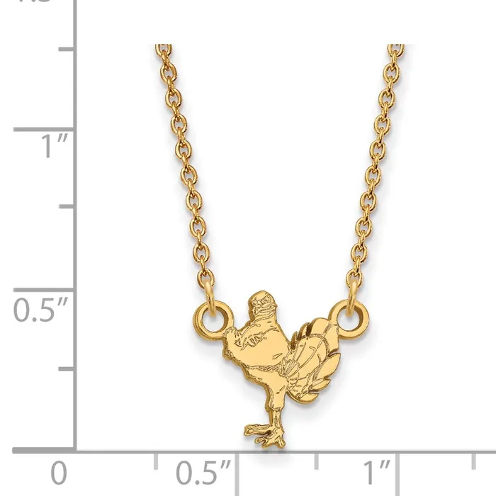 TreasureFineJewelers Necklaces Sterling Silver Goldplated Virginia Tech HokieBird Small Pendant 18 inch Necklace