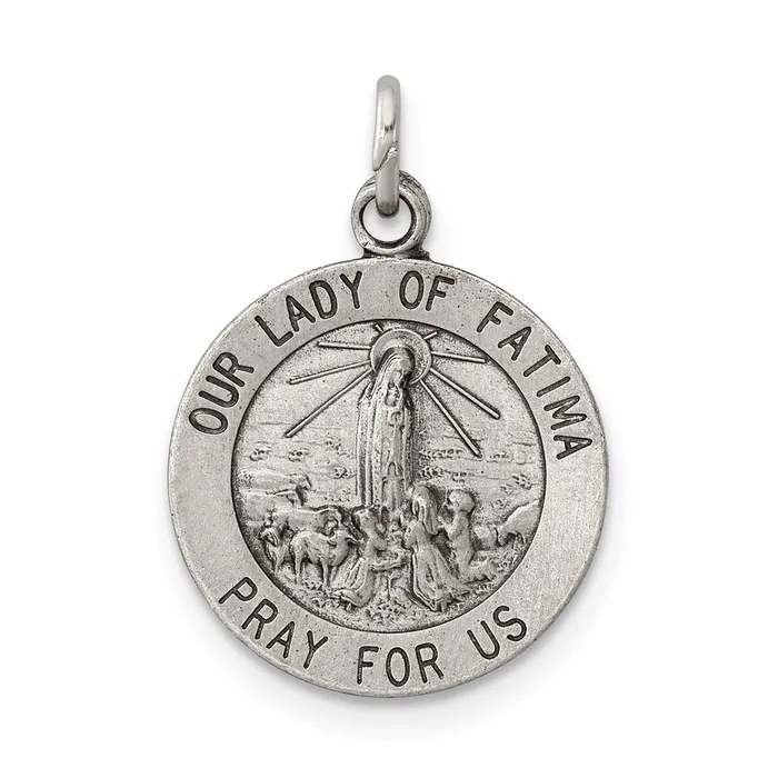 TreasureFineJewelers Necklaces Sterling Silver Our Lady of Fatima Medal