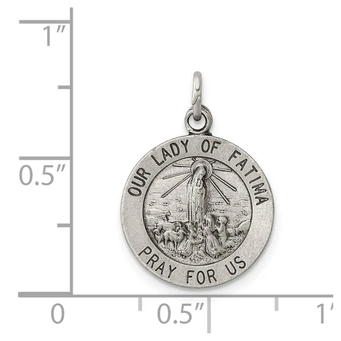 TreasureFineJewelers Necklaces Sterling Silver Our Lady of Fatima Medal