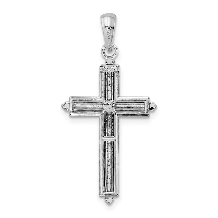 TreasureFineJewelers Necklaces Sterling Silver Passion Cross wFrame Pendant