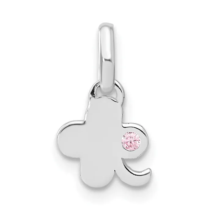 TreasureFineJewelers Necklaces Sterling Silver Pink CZ Clover Kids Pendant TreasureFineJewelers Necklaces Sterling Silver Pink CZ Clover Kids Pendant