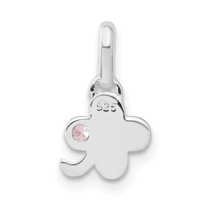 TreasureFineJewelers Necklaces Sterling Silver Pink CZ Clover Kids Pendant