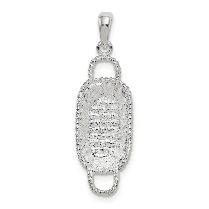 TreasureFineJewelers Necklaces Sterling Silver Polished 3D Rectangular Basket Pendant TreasureFineJewelers Necklaces Sterling Silver Polished 3D Rectangular Basket Pendant