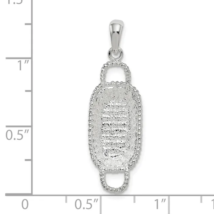TreasureFineJewelers Necklaces Sterling Silver Polished 3D Rectangular Basket Pendant