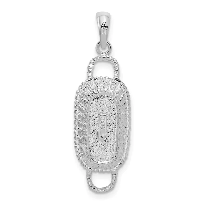 TreasureFineJewelers Necklaces Sterling Silver Polished 3D Rectangular Basket Pendant