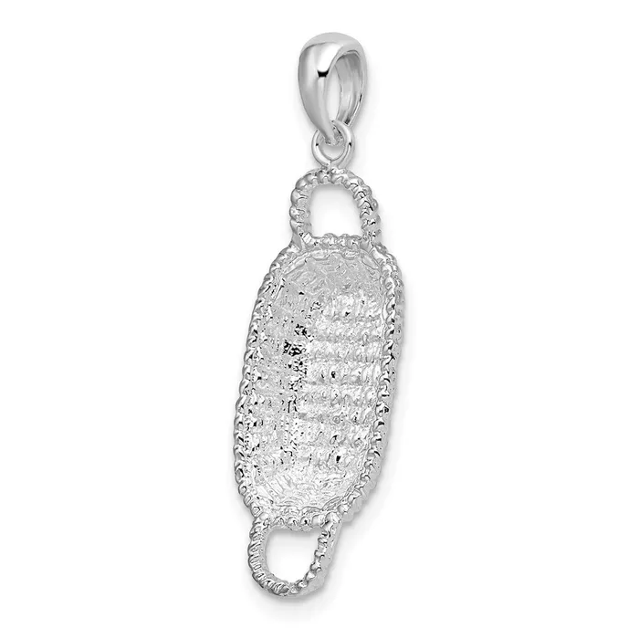 TreasureFineJewelers Necklaces Sterling Silver Polished 3D Rectangular Basket Pendant