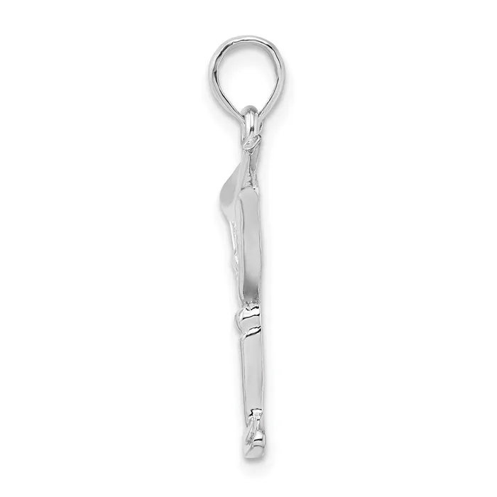 TreasureFineJewelers Necklaces Sterling Silver Polished Cutout Martini wOlive Pendant