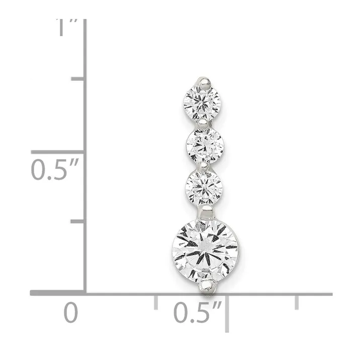 TreasureFineJewelers Necklaces Sterling Silver Polished CZ Pendant