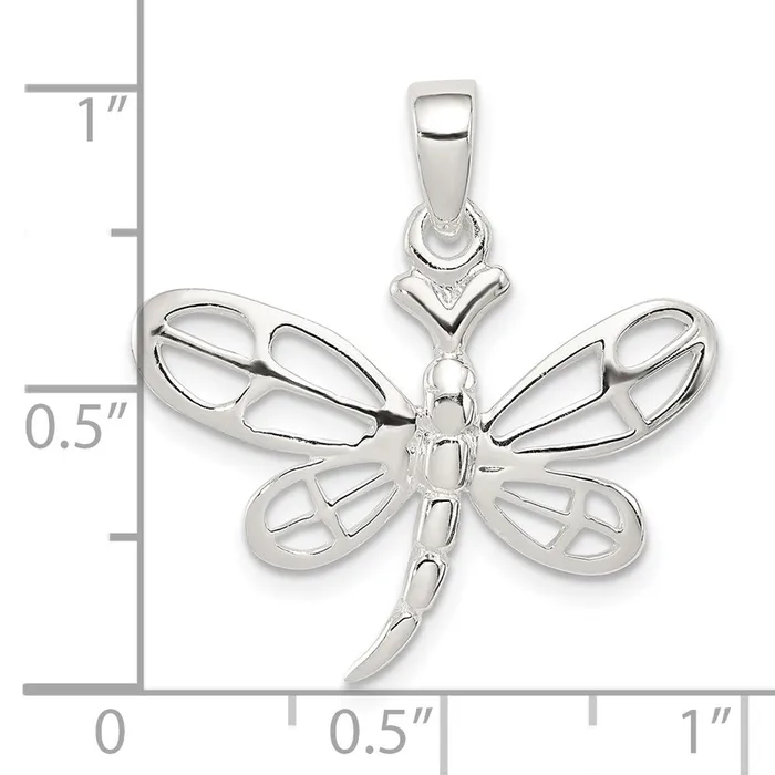 TreasureFineJewelers Necklaces Sterling Silver Polished Dragonfly Pendant