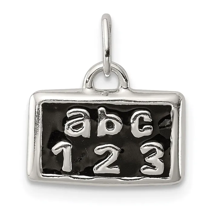TreasureFineJewelers Necklaces Sterling Silver Polished Enamel ABC 123 Pendant