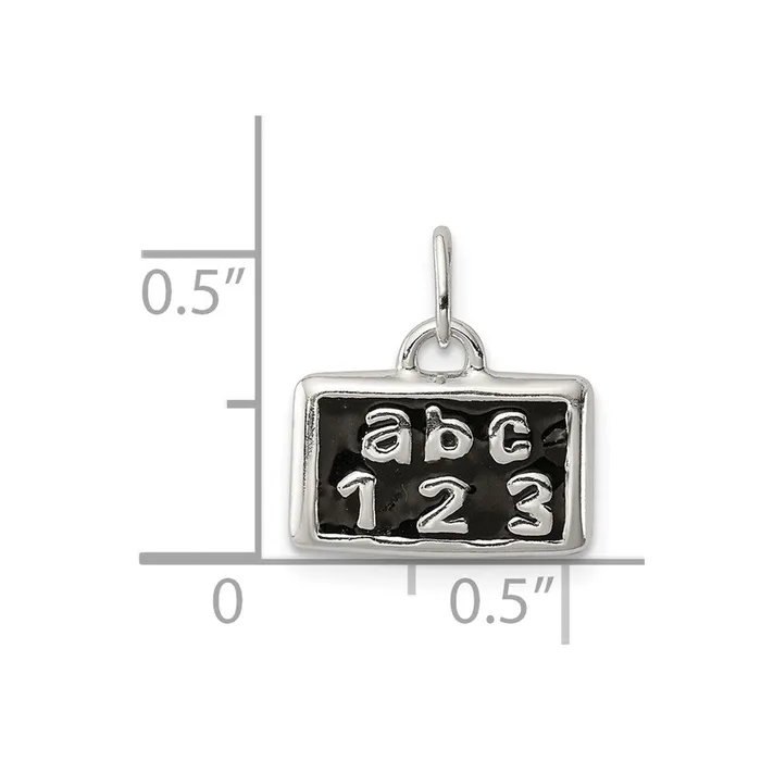 TreasureFineJewelers Necklaces Sterling Silver Polished Enamel ABC 123 Pendant