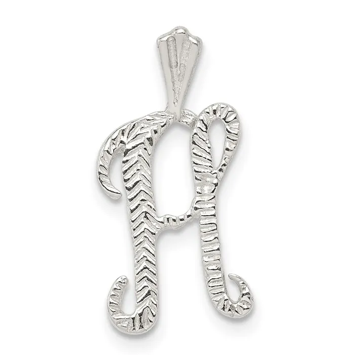 TreasureFineJewelers Necklaces Sterling Silver Polished Textured Letter H Initial Chain Slide