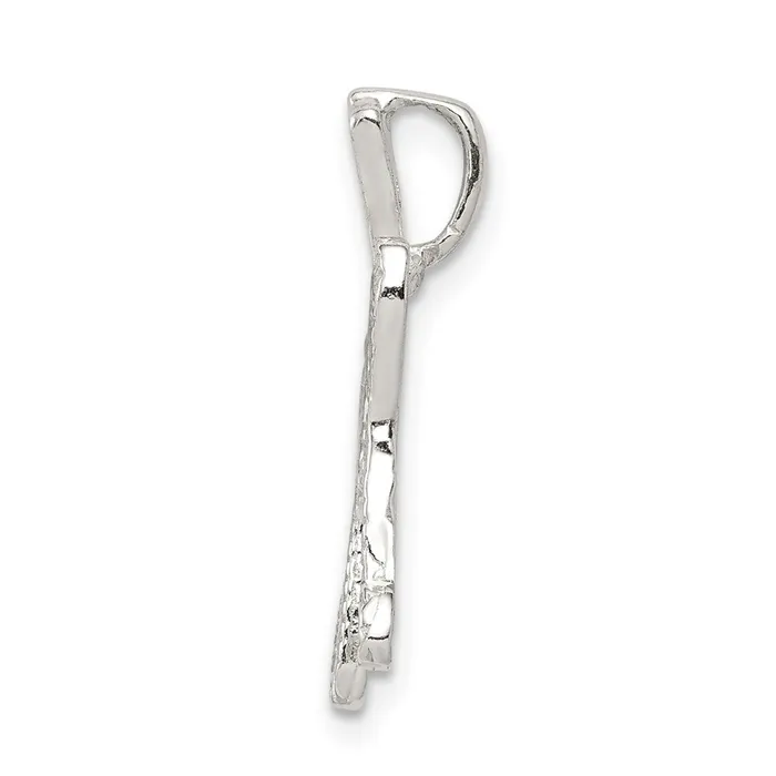 TreasureFineJewelers Necklaces Sterling Silver Polished Textured Letter H Initial Chain Slide