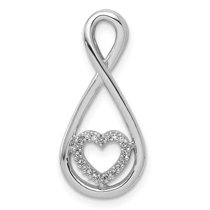 TreasureFineJewelers Necklaces Sterling Silver Rhodium Diam Heart in Teardrop Pendant TreasureFineJewelers Necklaces Sterling Silver Rhodium Diam Heart in Teardrop Pendant