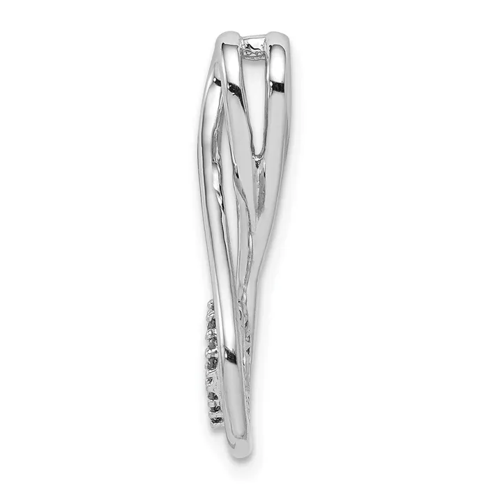 TreasureFineJewelers Necklaces Sterling Silver Rhodium Diam Heart in Teardrop Pendant