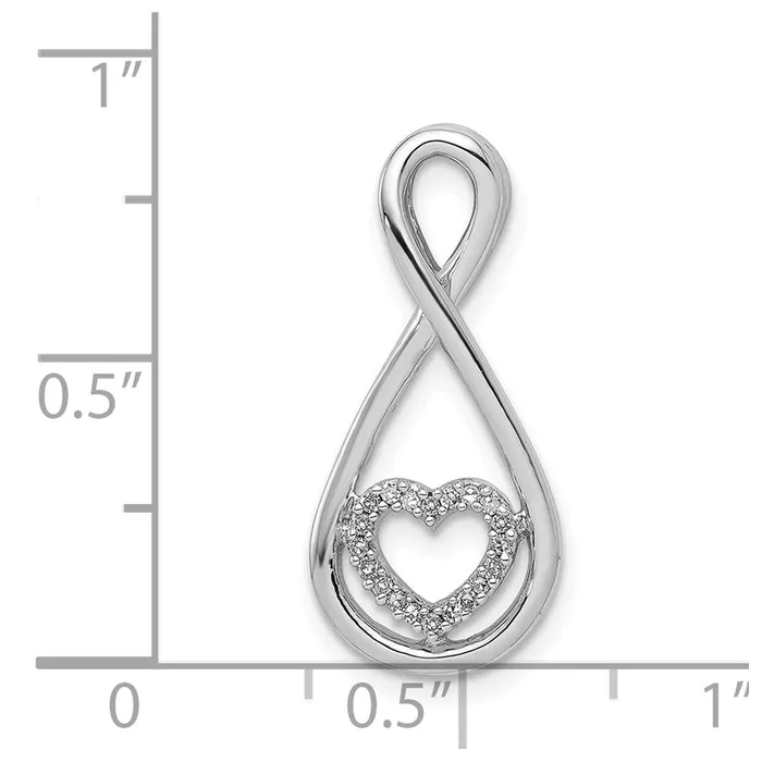 TreasureFineJewelers Necklaces Sterling Silver Rhodium Diam Heart in Teardrop Pendant