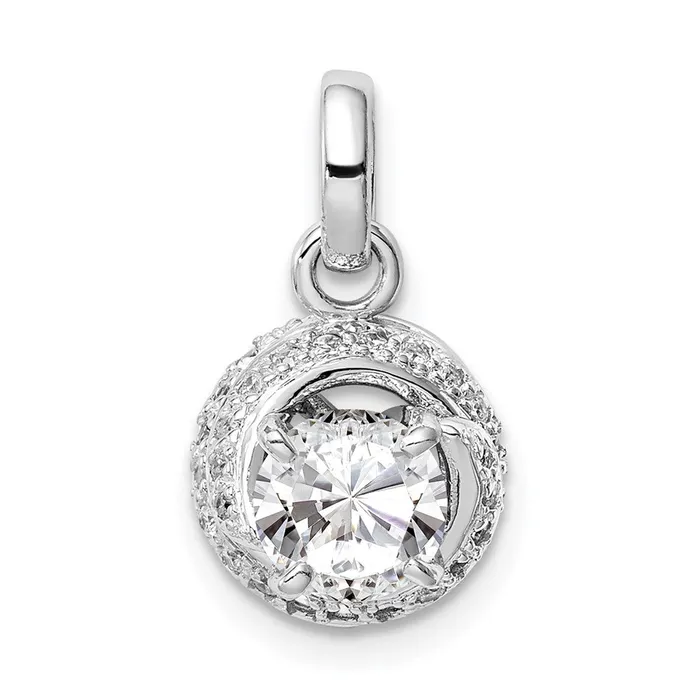 TreasureFineJewelers Necklaces Sterling Silver Rhodiumplated 6mm CZ Swirl Pendant TreasureFineJewelers Necklaces Sterling Silver Rhodiumplated 6mm CZ Swirl Pendant