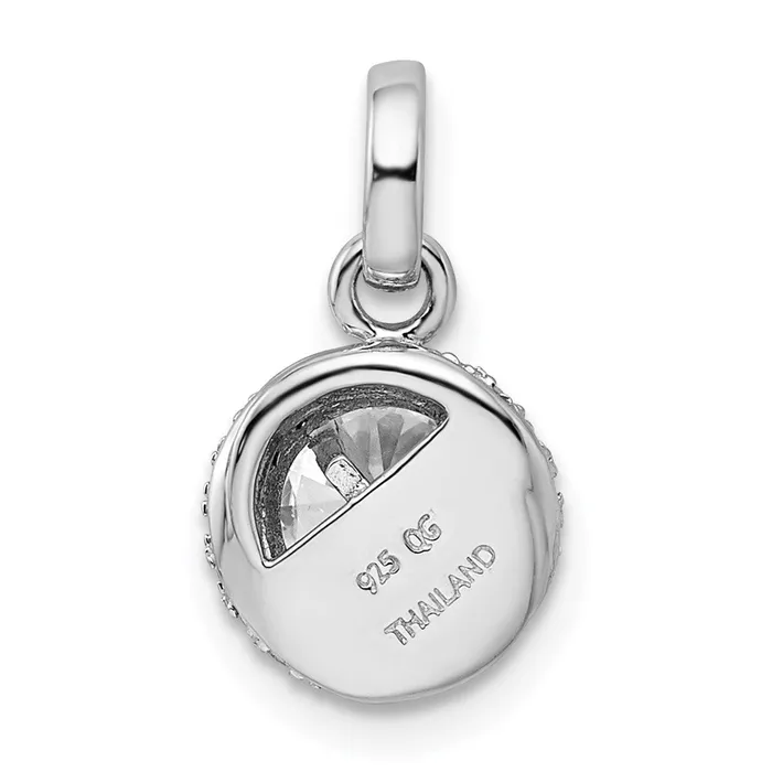 TreasureFineJewelers Necklaces Sterling Silver Rhodiumplated 6mm CZ Swirl Pendant