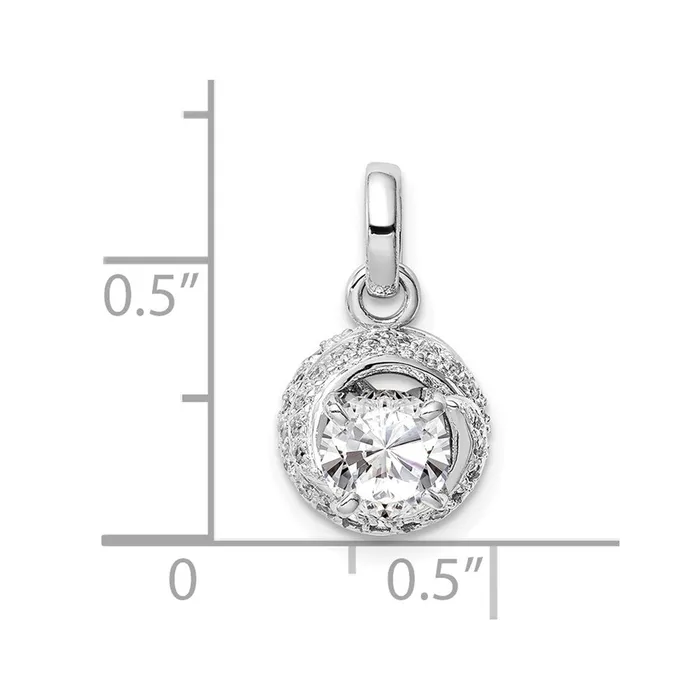 TreasureFineJewelers Necklaces Sterling Silver Rhodiumplated 6mm CZ Swirl Pendant