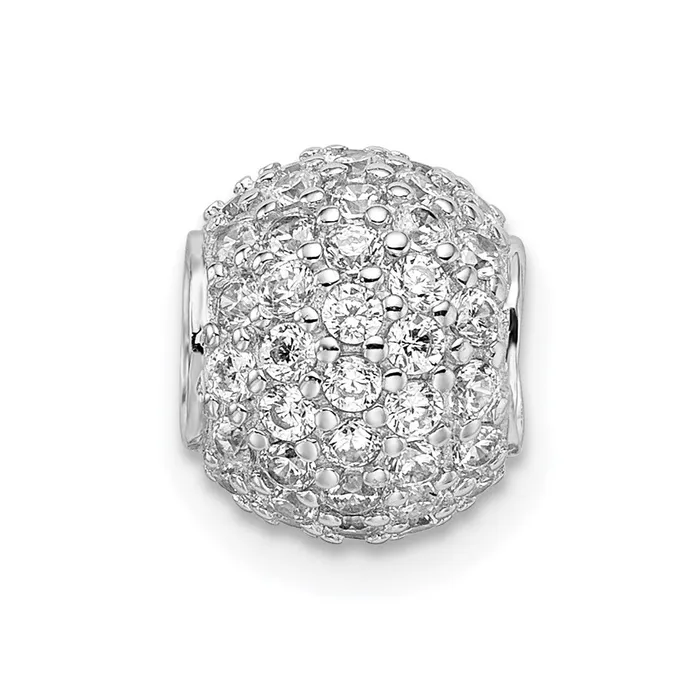 TreasureFineJewelers Necklaces Sterling Silver Rhodiumplated CZ Bead Pendant TreasureFineJewelers Necklaces Sterling Silver Rhodiumplated CZ Bead Pendant
