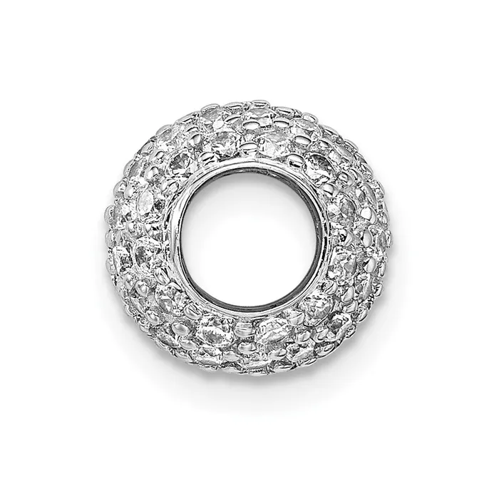 TreasureFineJewelers Necklaces Sterling Silver Rhodiumplated CZ Bead Pendant