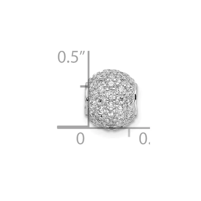 TreasureFineJewelers Necklaces Sterling Silver Rhodiumplated CZ Bead Pendant