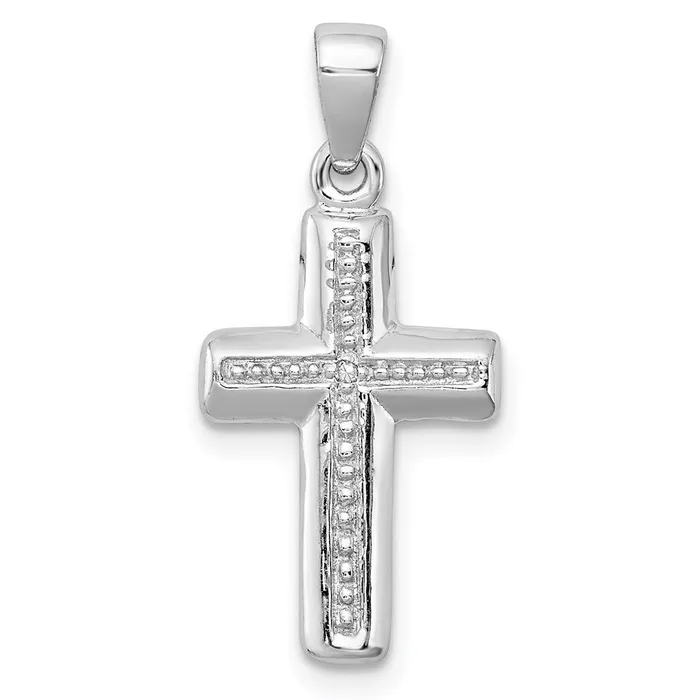 TreasureFineJewelers Necklaces Sterling Silver Rhodium Plated Diamond Cross Pendant TreasureFineJewelers Necklaces Sterling Silver Rhodium Plated Diamond Cross Pendant