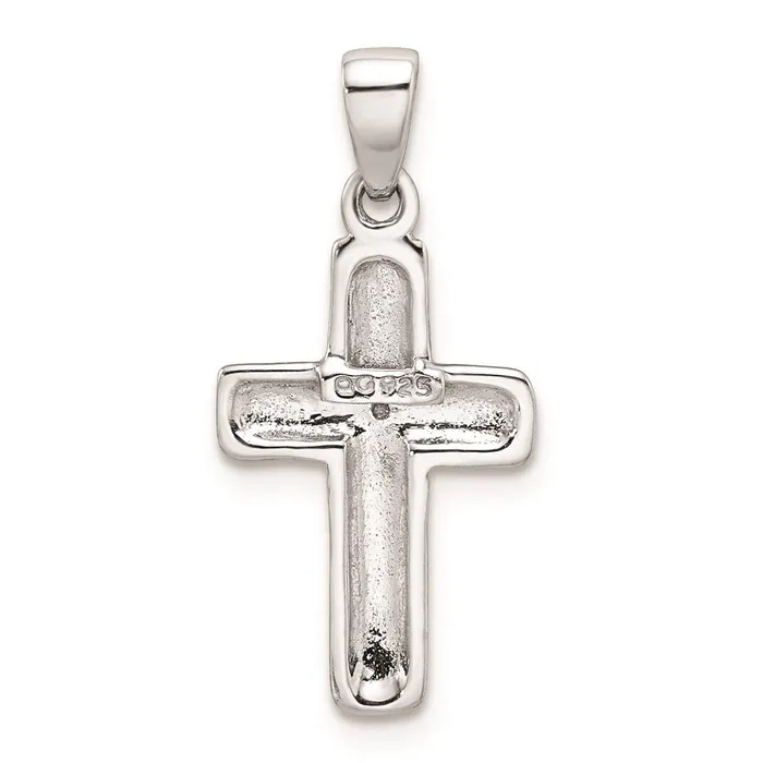 TreasureFineJewelers Necklaces Sterling Silver Rhodium Plated Diamond Cross Pendant