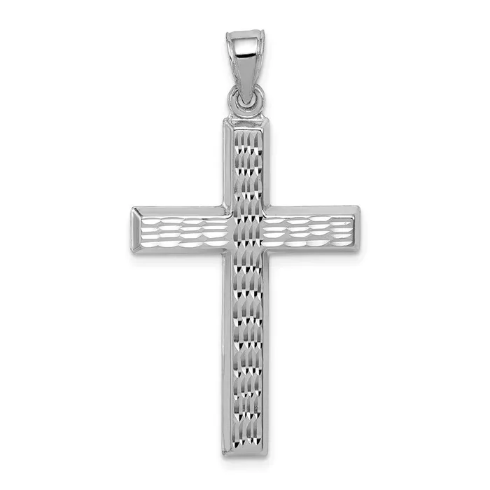 TreasureFineJewelers Necklaces Sterling Silver Rhodiumplated Diamond Cut Cross Pendant TreasureFineJewelers Necklaces Sterling Silver Rhodiumplated Diamond Cut Cross Pendant