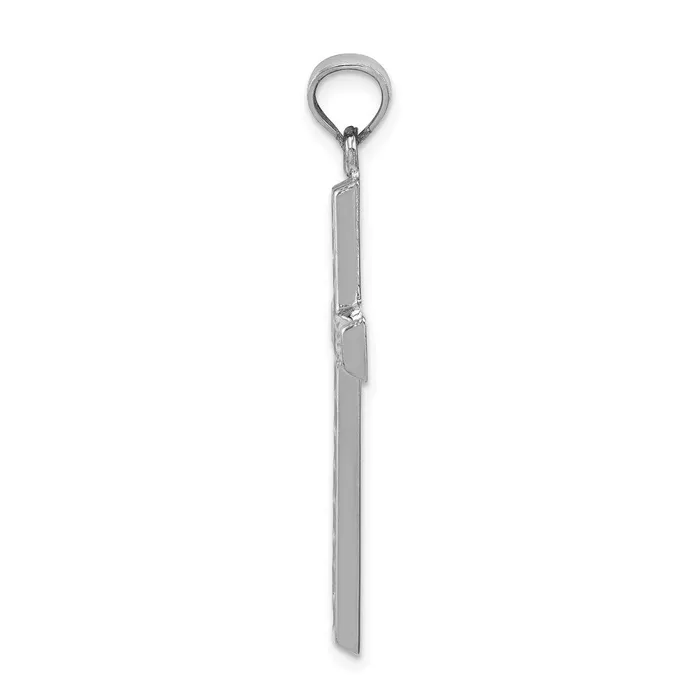 TreasureFineJewelers Necklaces Sterling Silver Rhodiumplated Diamond Cut Cross Pendant