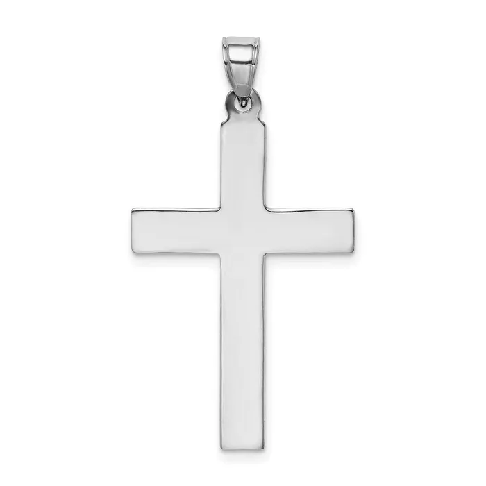 TreasureFineJewelers Necklaces Sterling Silver Rhodiumplated Diamond Cut Cross Pendant