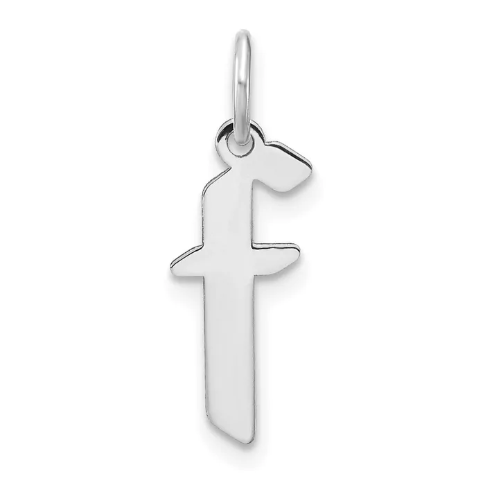 TreasureFineJewelers Necklaces Sterling Silver Rhodiumplated Lower case Letter F Initial Pendant